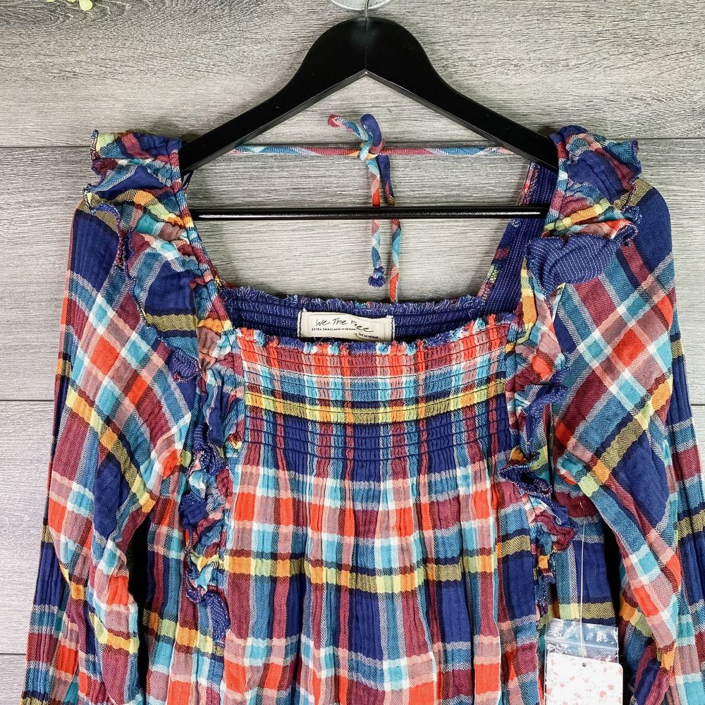 NWT Free People Sienna Plaid Ruffle Pullover Top - Picture 5 of 10
